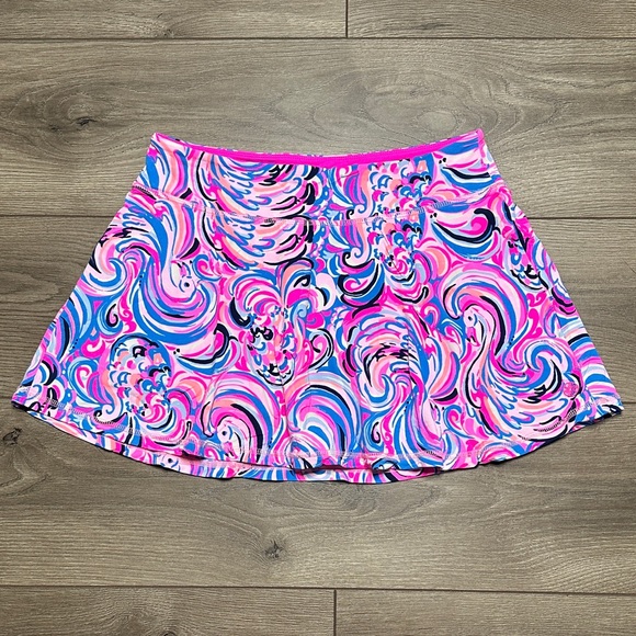 Lilly Pulitzer Pants - Lilly Pulitzer Luxletic 13" Multicolor Tennis Pocket Skirt Skort Pink Blue Small